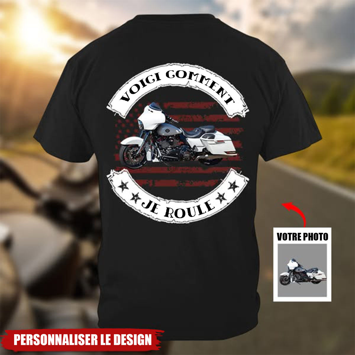 T-shirt Moto Personnalisé – "Voici Comment Je Roule"