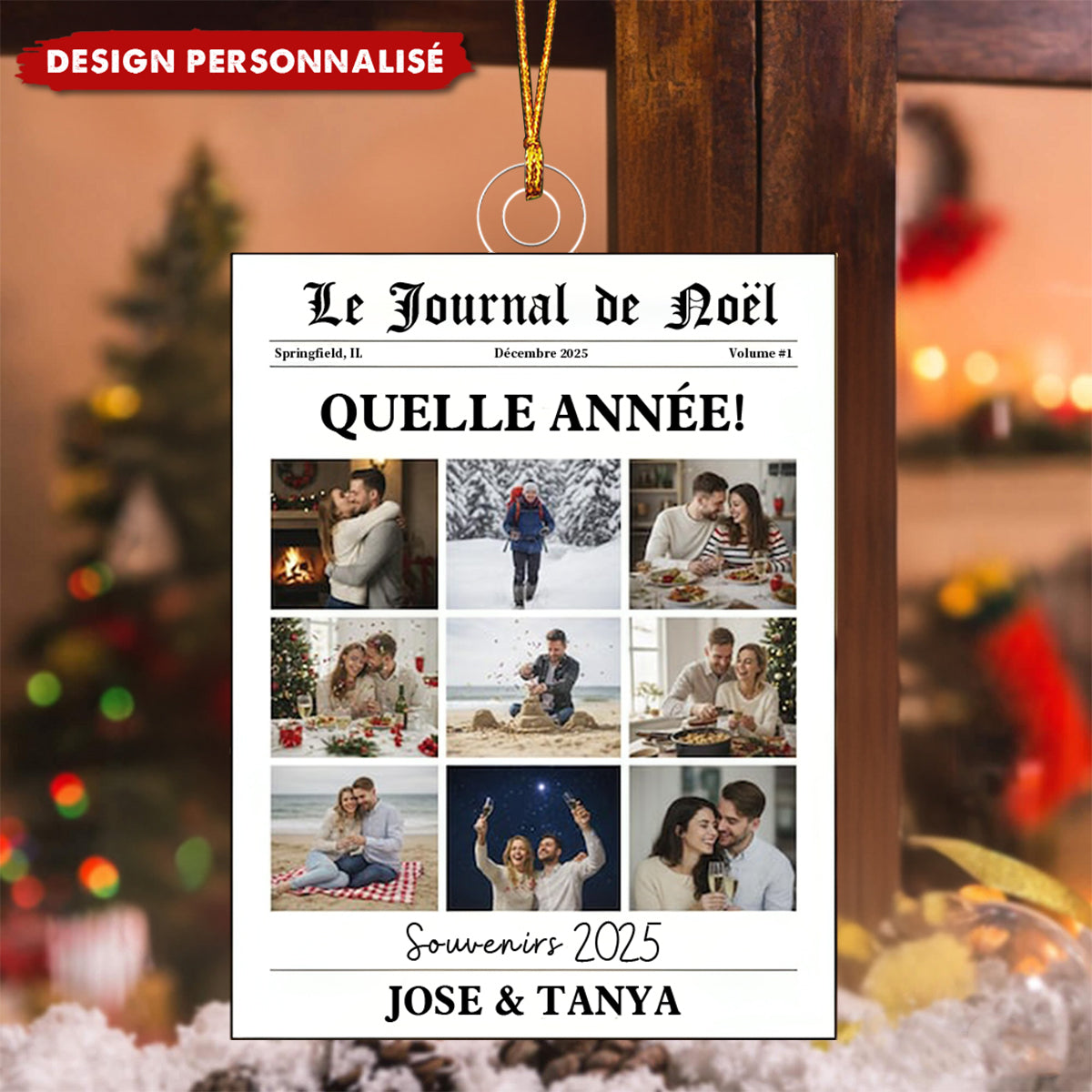 Ornement Journal de Noël Personnalisé – Votre Année en Images