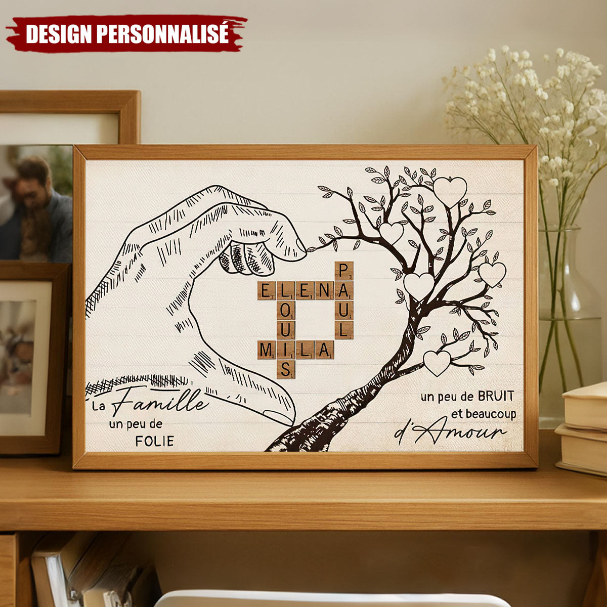 Affiche “La Famille” avec Prénoms Personnalisés – Idée Cadeau Unique