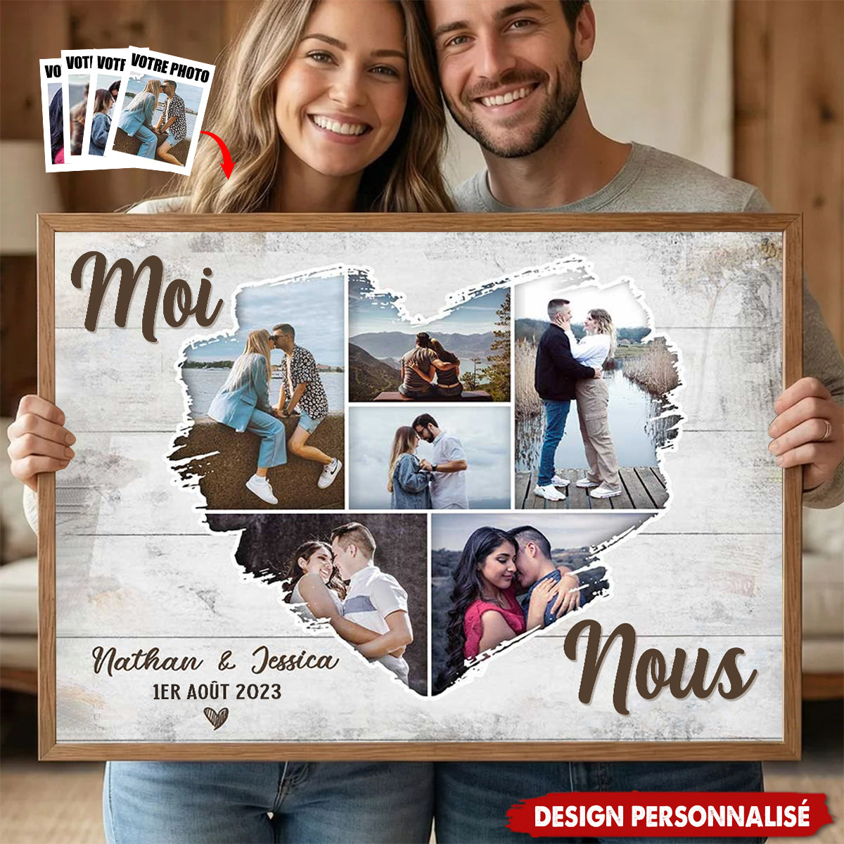 Affiche photo cœur personnalisée - Cadeau souvenir d’amour