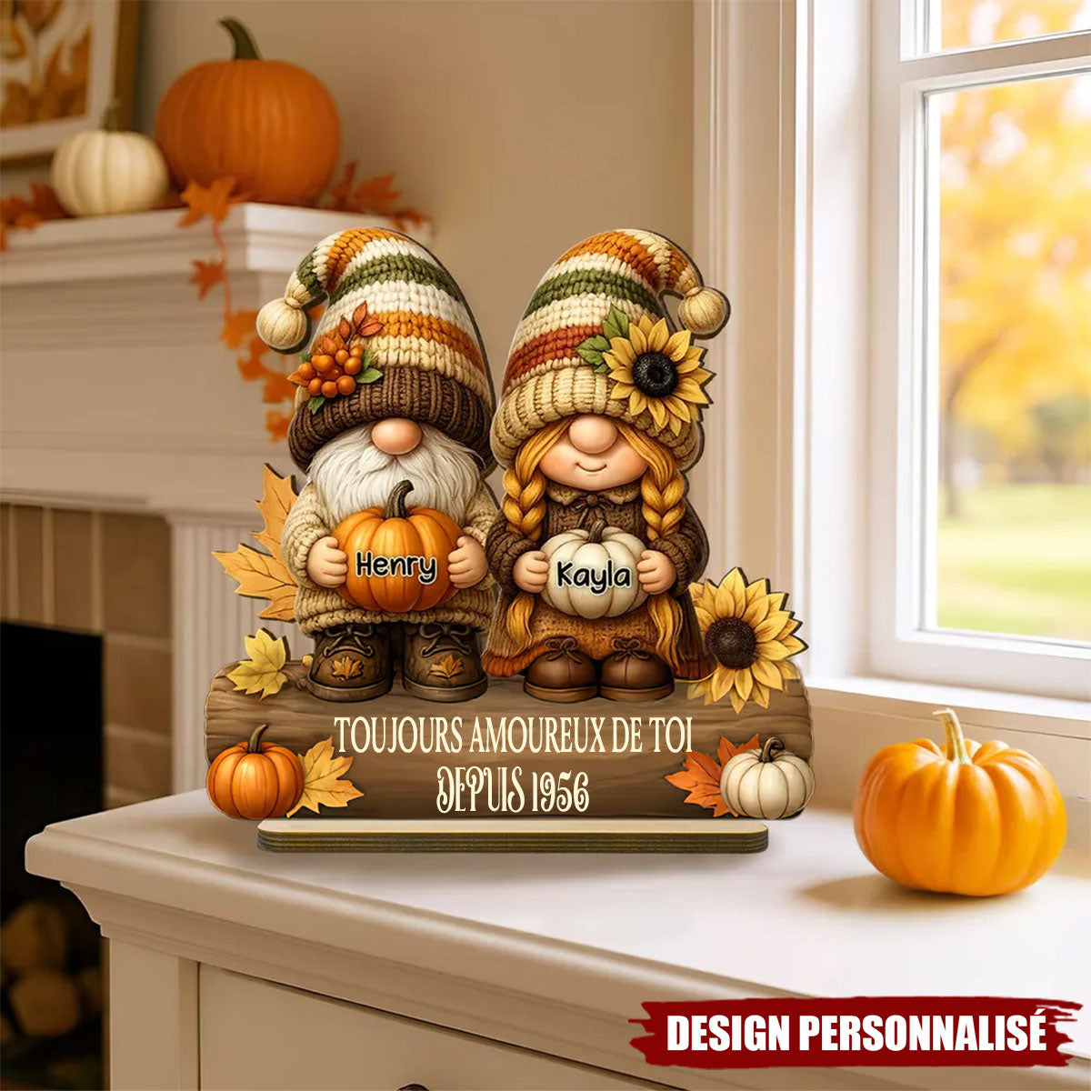 Plaque en Bois Personnalisée – Vieillir Ensemble avec un Couple de Nains