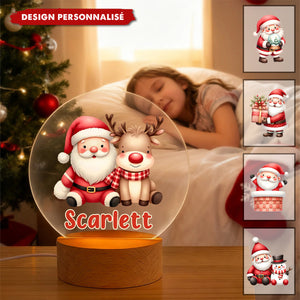 Lampe LED Personnalisée – Père Noël et Cadeaux de Noël avec Prénom
