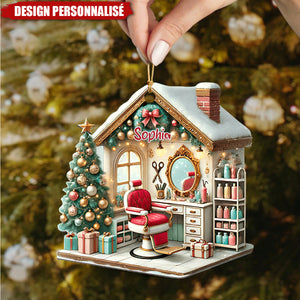 Décoration de Noël Personnalisée pour Salon de Coiffure – Cadeau de Noël pour Propriétaire de Salon de Coiffure