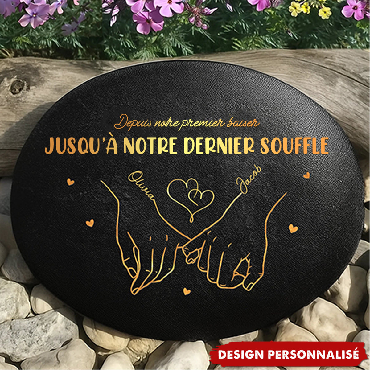 Galet Personnalisé Imprimé – Cadeau Romantique Gravé pour Couple