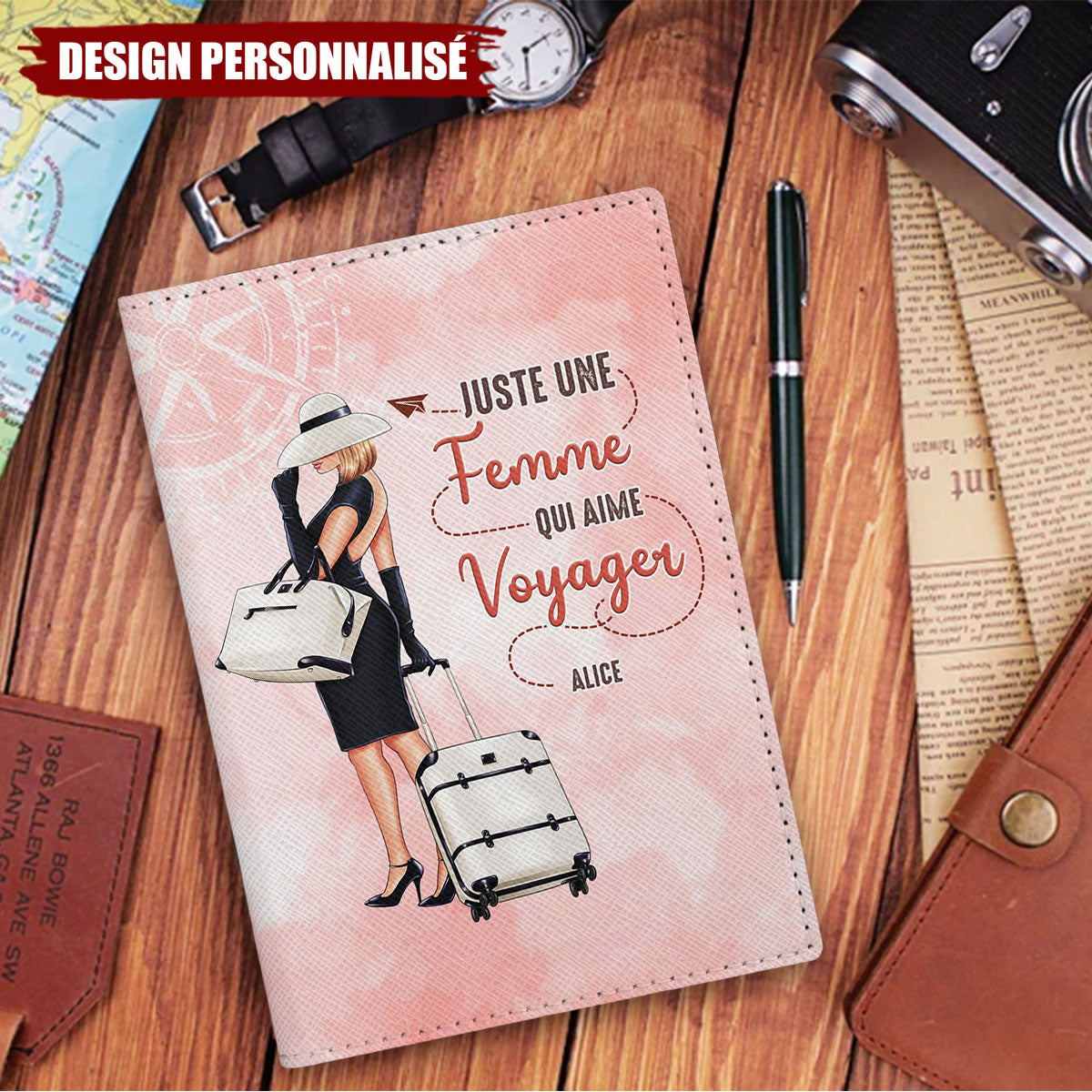 Porte-passeport personnalisé – Juste une femme qui aime voyager