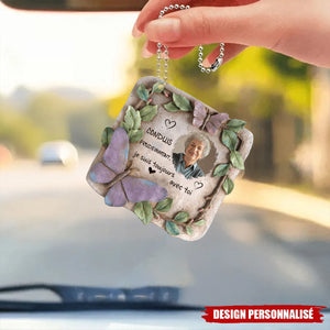 Ornement de Voiture Personnalisé – Papillon Commémoratif avec Photo et Message Touchant