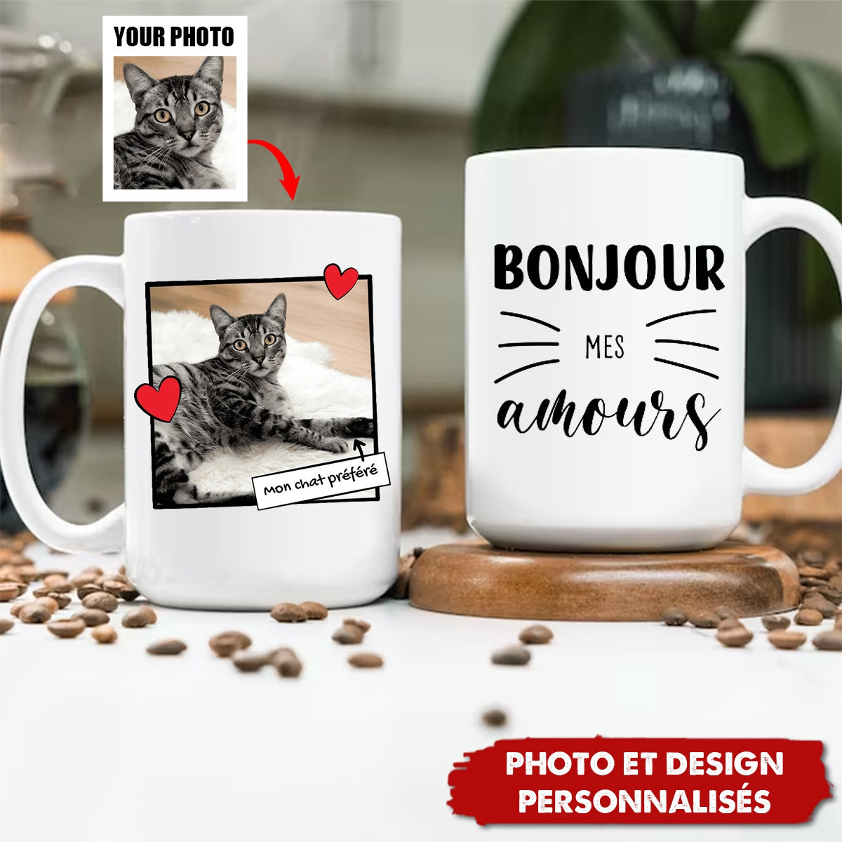 Mug Personnalisé avec Photo et Texte – Cadeau Unique pour les Amoureux des Animaux