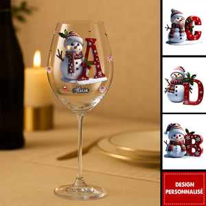 Verres à Vin Personnalisés – Flocon de Neige & Bonhomme de Neige pour Noël