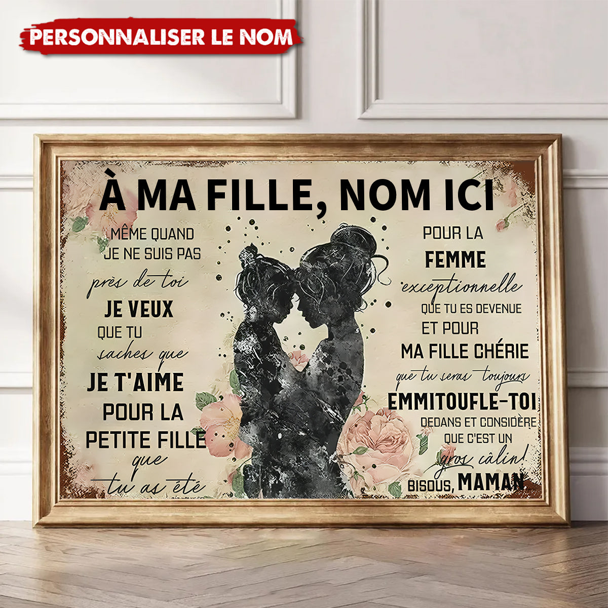À Ma Fille – Cadeau Émotionnel Personnalisé de Maman, Affiche Murale Touchante