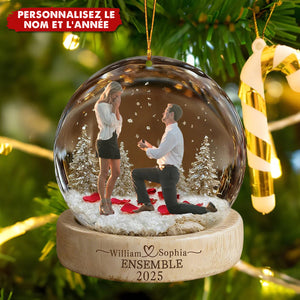 Ornement de Fiançailles Personnalisé avec Photo – Cadeau d’Amour Unique