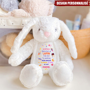 Peluche lapin personnalisée – Message d’amour de Maman/Mamie