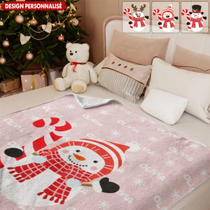 Couverture Personnalisée Bonhomme de Neige – Douce, Chaleureuse et Parfaite pour les Enfants