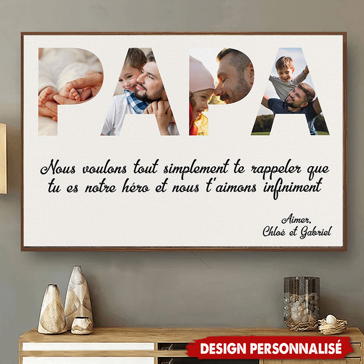 Affiche Photo Personnalisé "PAPA" - Un Cadeau Inoubliable pour Papa