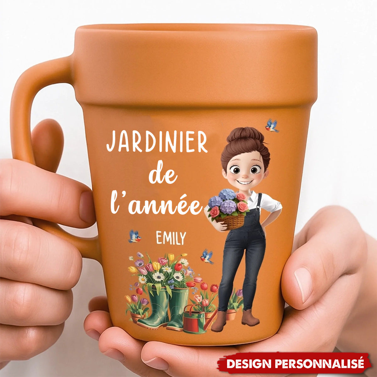 Tasse en Céramique Plante Personnalisée – Cadeau de Jardinage Personnalisé – Ambiance Parent de Plantes – Mug Pot de Fleur
