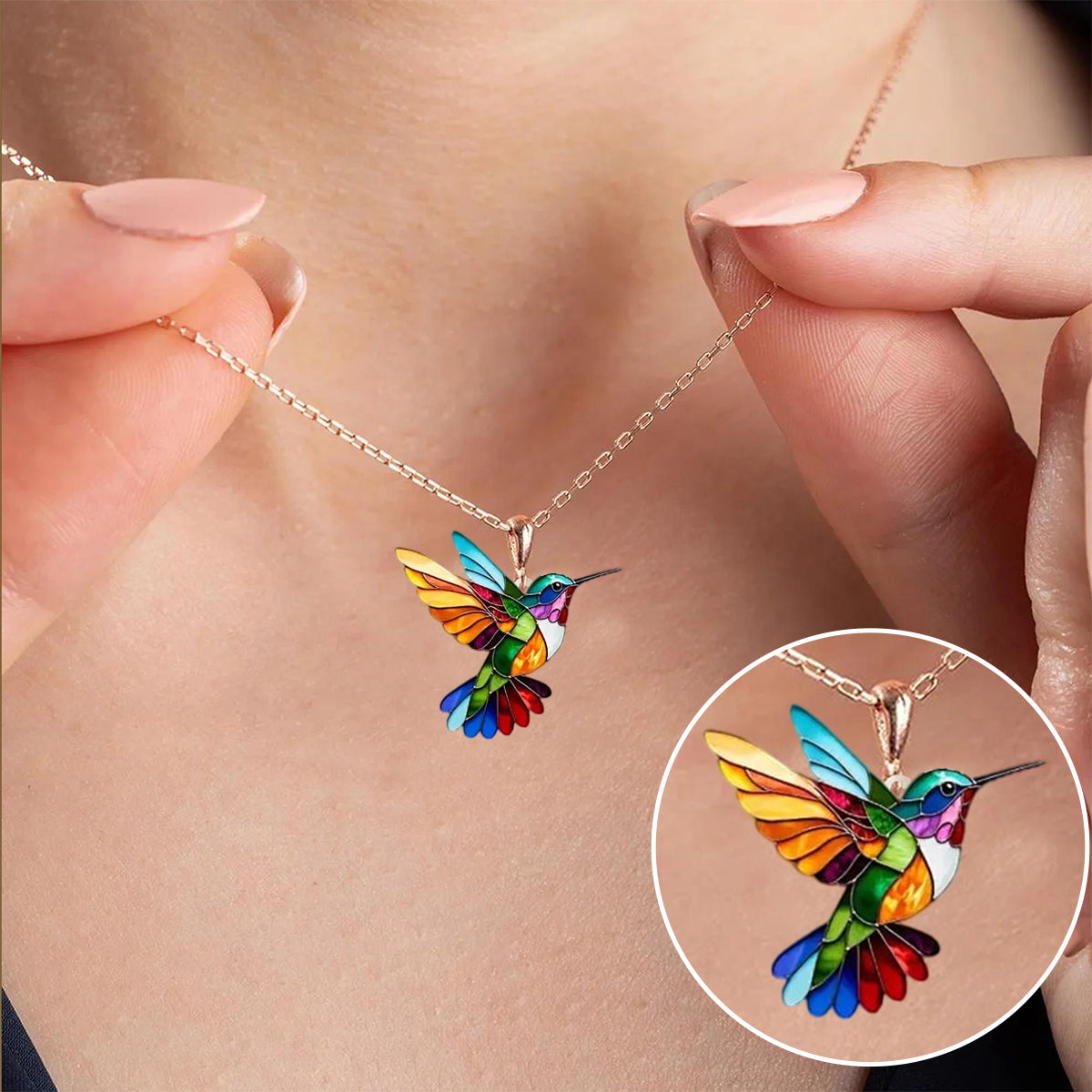 Collier Colibri Coloré - Cadeau pour les Amoureux des Oiseaux