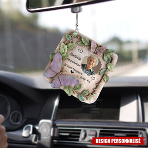 Ornement de Voiture Personnalisé – Papillon Commémoratif avec Photo et Message Touchant