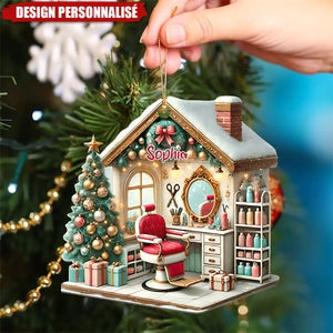Décoration de Noël Personnalisée pour Salon de Coiffure – Cadeau de Noël pour Propriétaire de Salon de Coiffure