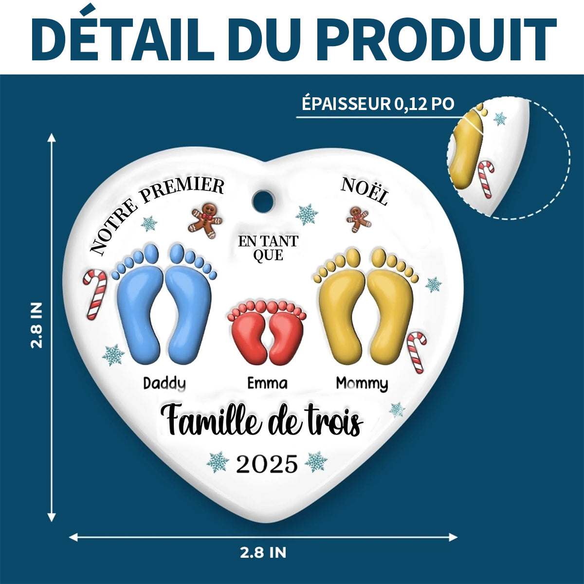 Décoration de Sapin Personnalisée – Célébrez Votre Premier Noël en Famille