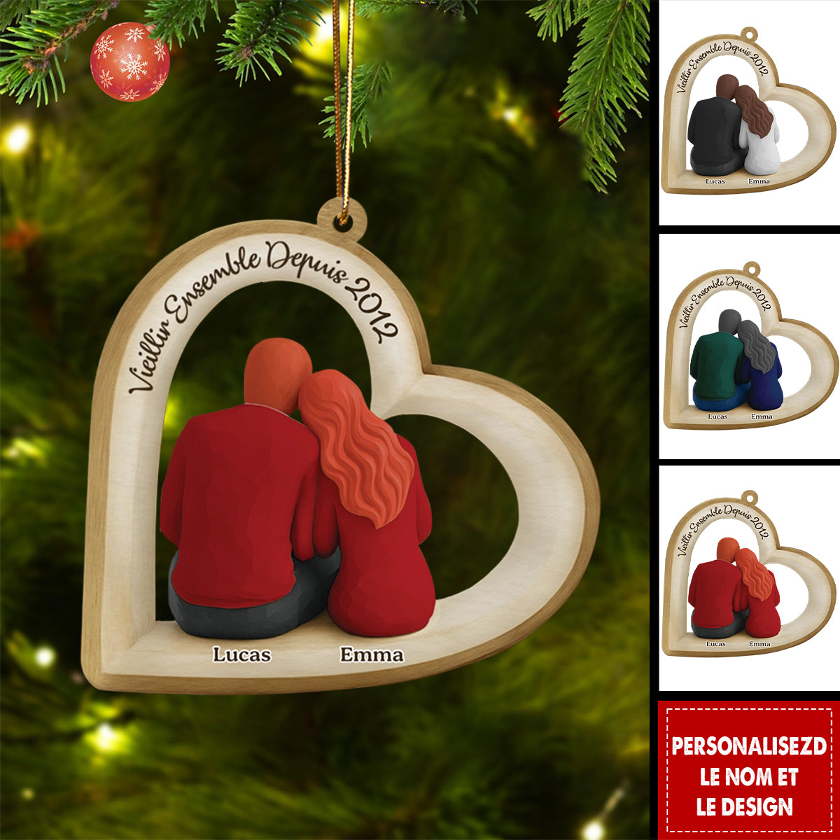 Ornement Couple Personnalisé – Vieillir Ensemble Depuis…