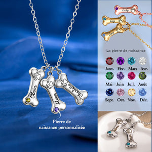 Collier Personnalisé en Forme d’Os - Cadeau Unique pour Amoureux des Animaux