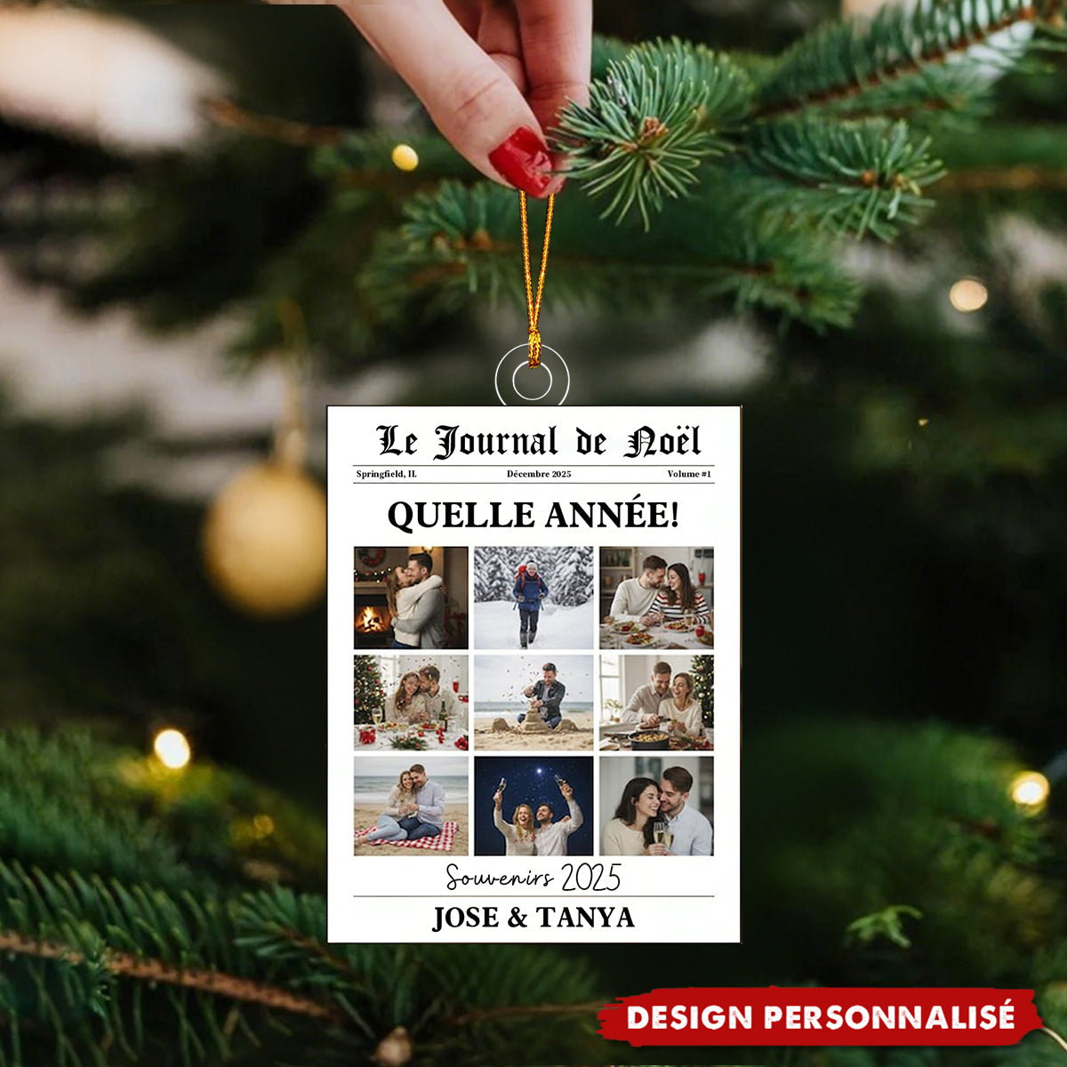 Ornement Journal de Noël Personnalisé – Votre Année en Images