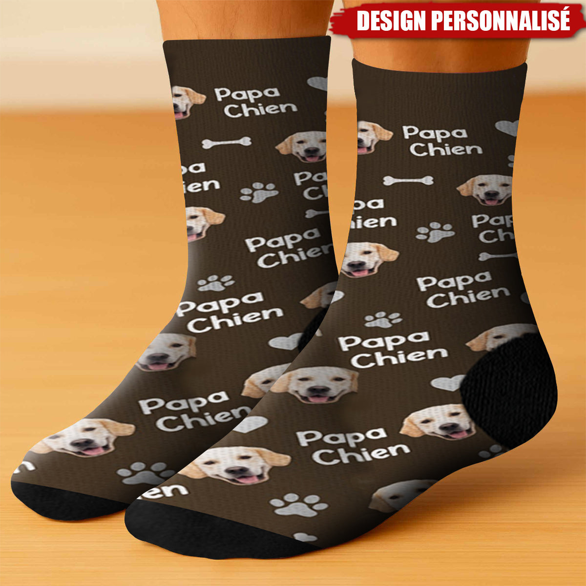 Chaussettes Amusantes pour Amoureux des Chiens-Design Personnalisé avec Photo