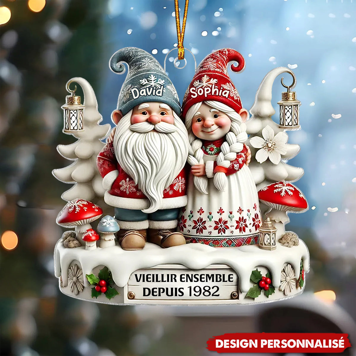 Ornement de Noël personnalisé – Couple vieilli ensemble depuis