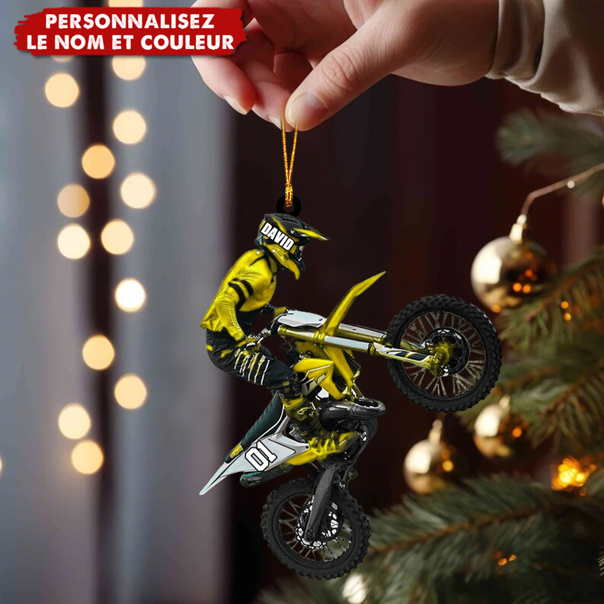 Ornement Motocross Personnalisé – Cadeau Unique pour Motard