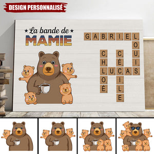 Affiche Personnalisé ‘La Bande à Papy / Mamie’ – Cadeau Familial avec Noms et Ours Adorables