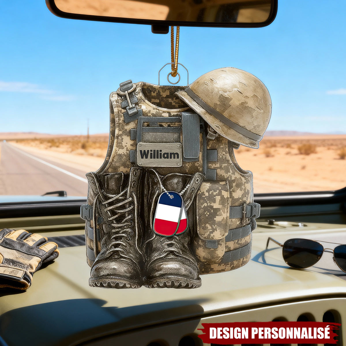 Ornement Militaire Personnalisé - Gilet de Combat Militaire, Bottes et Casque