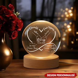 Lampe de nuit en cristal personnalisée pour couple - Cadeau d’amour inoubliable