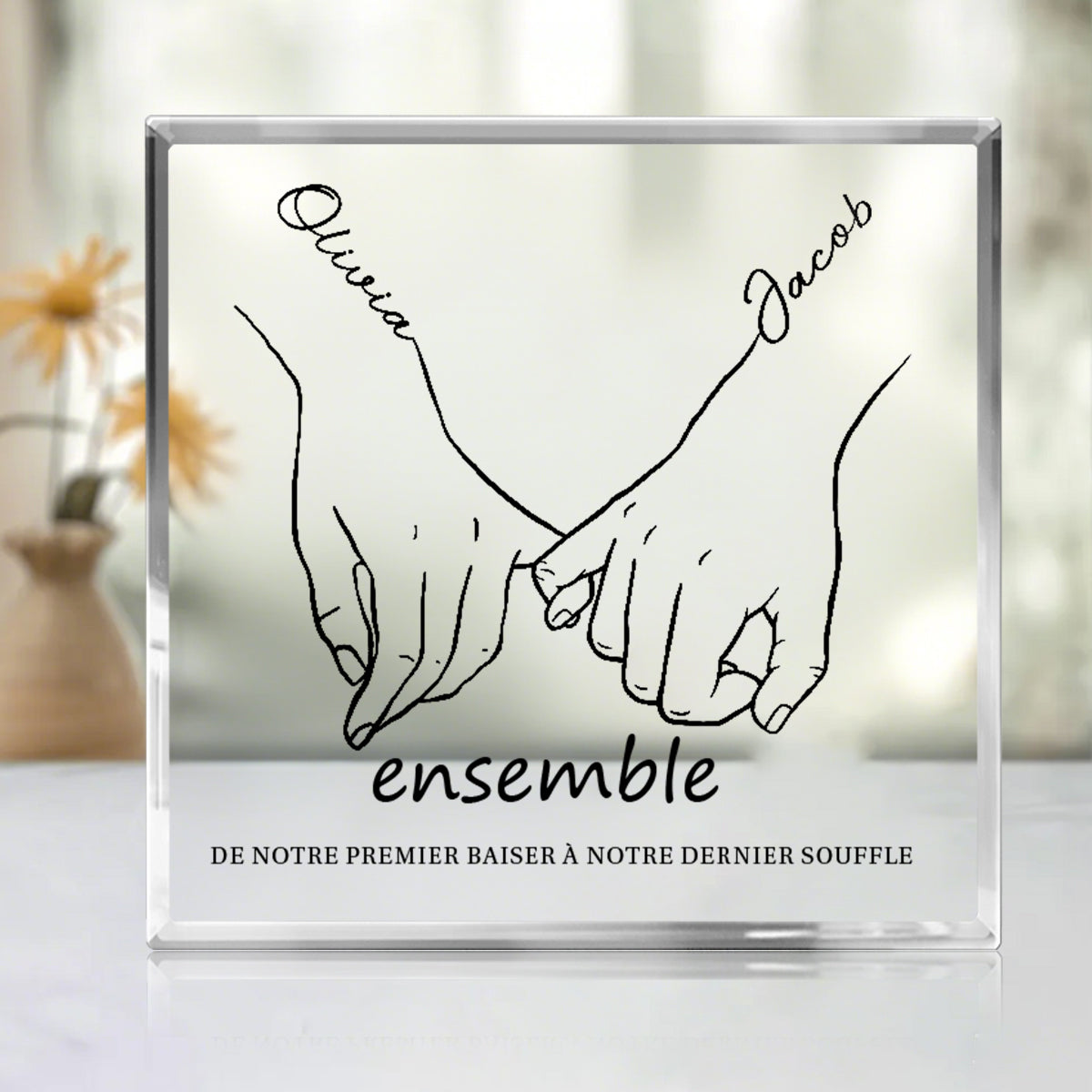Je t’aime pour toujours et toujours - Couple personnalisé personnalisé carré en forme de Plaque acrylique - cadeau pour mari femme, anniversaire
