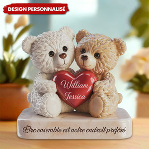 Plaque Couple avec Prénoms Personnalisés — L’amour câliné dans un seul étreinte
