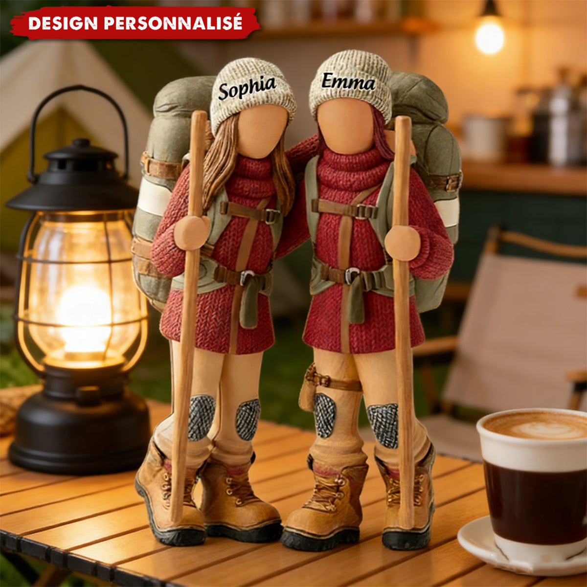 Plaque acrylique personnalisée de couple randonneur – Cadeau souvenir pour les amateurs de plein air