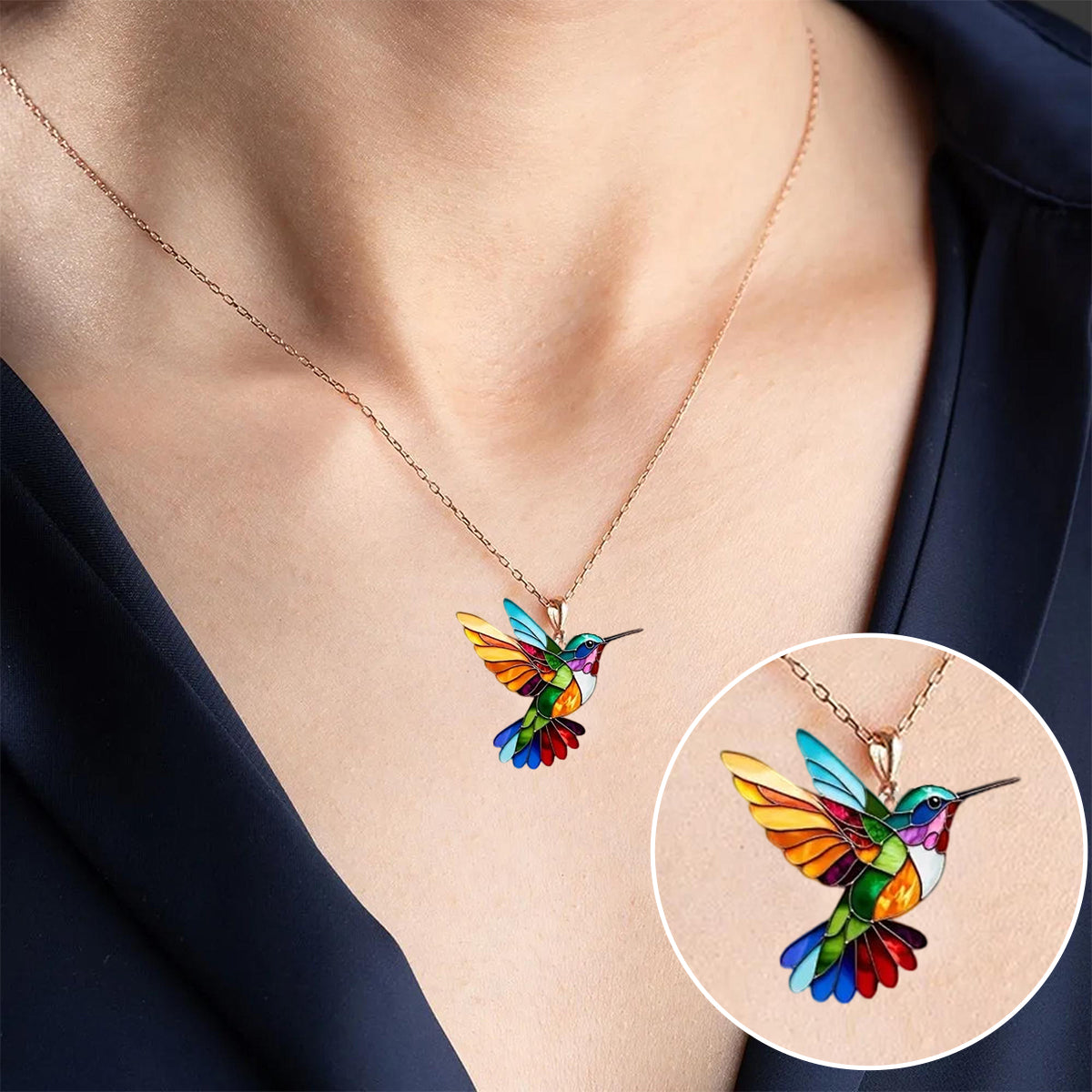 Collier Colibri Coloré - Cadeau pour les Amoureux des Oiseaux