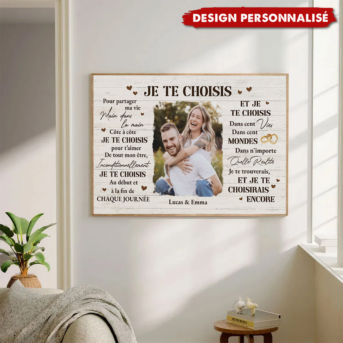 Affiche Personnalisée Couple avec Photo – Je Te Choisis