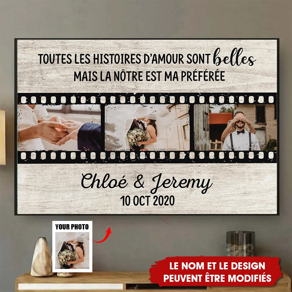 Notre Histoire D'amour - Cadeaux Personalisés Toile Pour Vieux Couple, Saint-Valentin