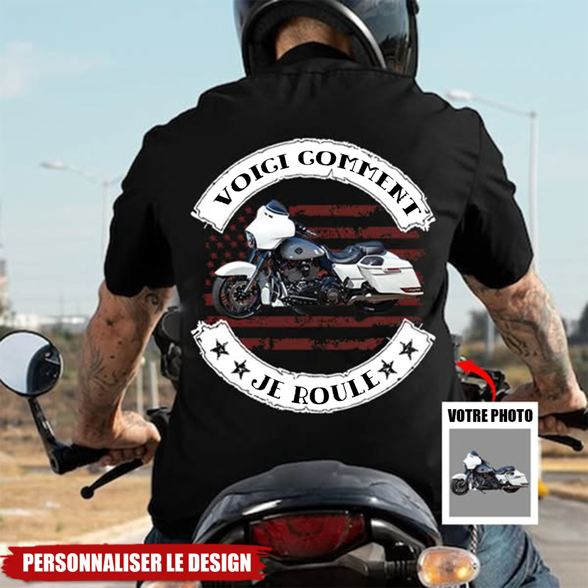 T-shirt Moto Personnalisé – "Voici Comment Je Roule"