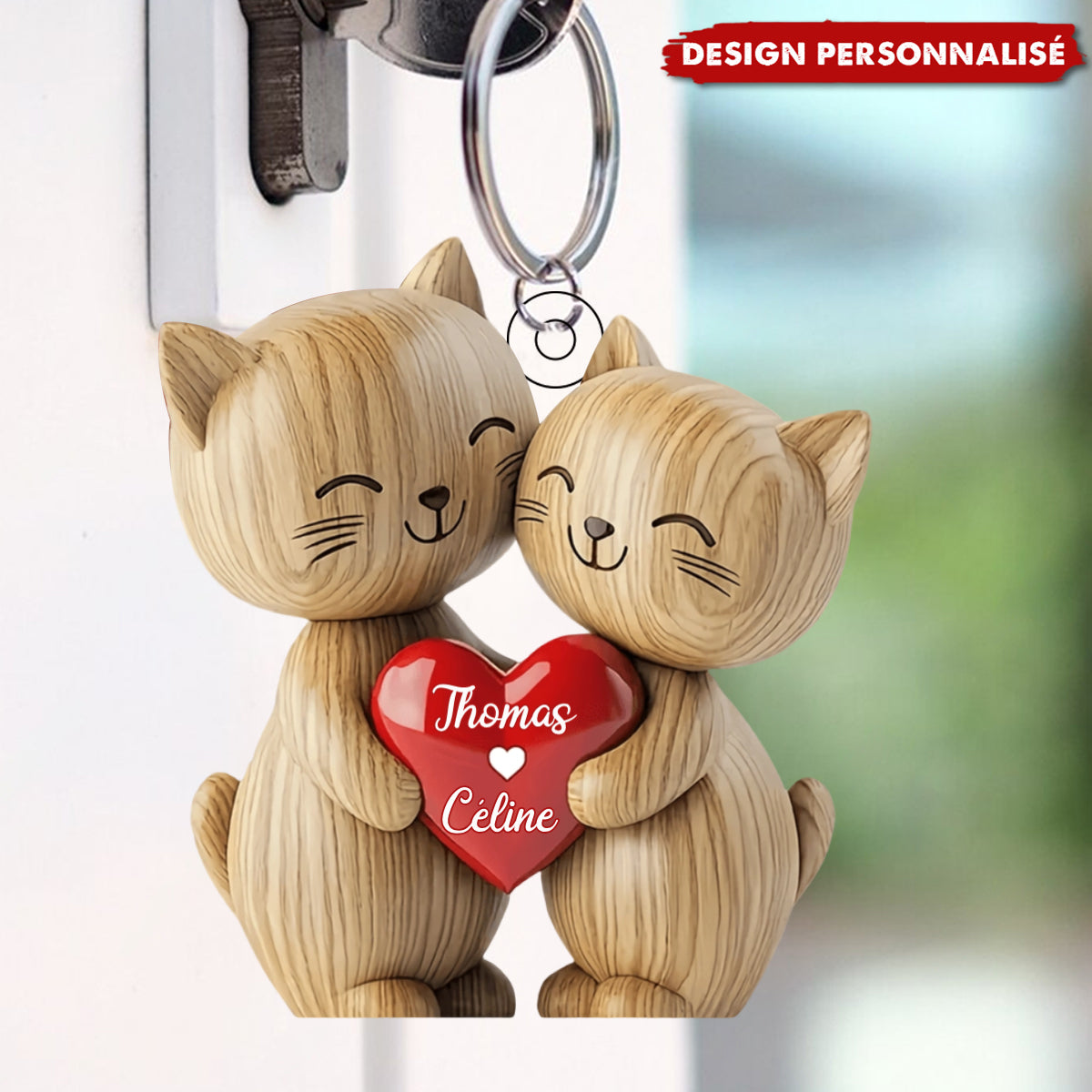 Porte-clés Couple de Chats – Cadeau Mignon et Personnalisé