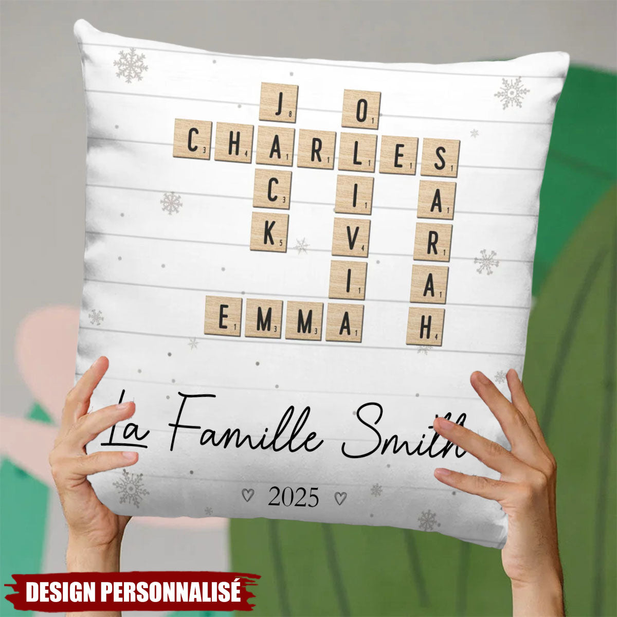 Coussin Personnalisé Famille – Cadeau de Noël pour les Membres de la Famille