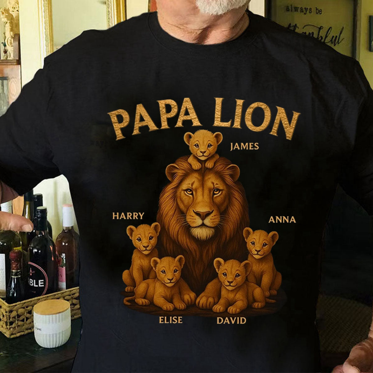 Papa Lion - T-shirt personnalisé pour papa et ses lionceaux