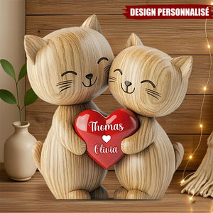 plaque Personnalisée – Chatons Amoureux avec Prénoms