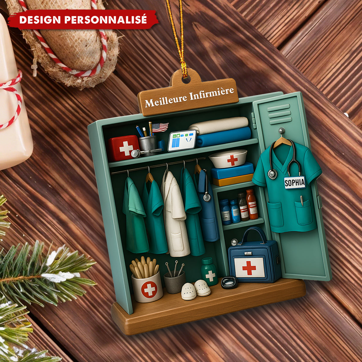 Décoration de Noël Personnalisée - Cadeau pour la Meilleure Infirmière