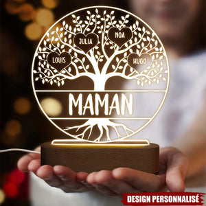 Lampe LED Personnalisée – Arbre de Vie avec Noms Enfants
