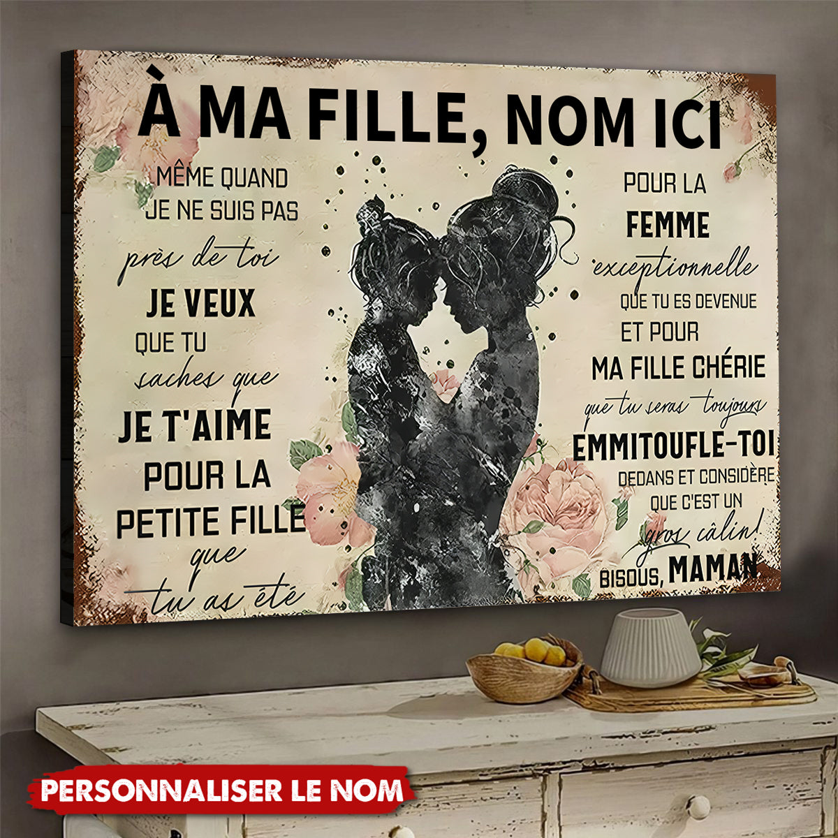 À Ma Fille – Cadeau Émotionnel Personnalisé de Maman, Affiche Murale Touchante
