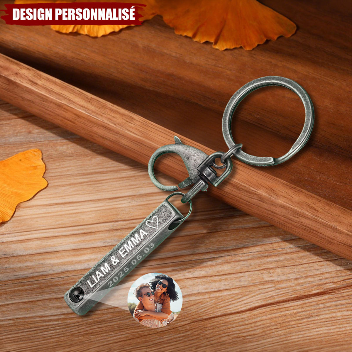 Porte-clés de projection photo personnalisé - Cadeau d’amour inoubliable