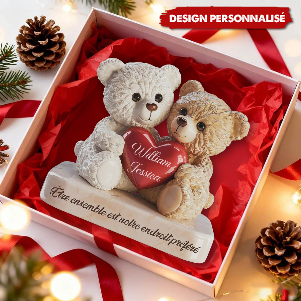 Plaque Couple avec Prénoms Personnalisés — L’amour câliné dans un seul étreinte