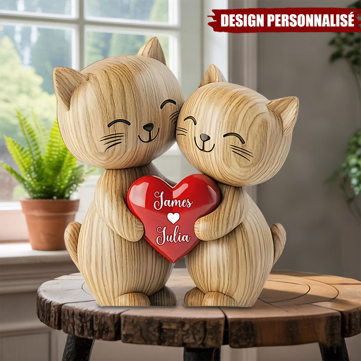 plaque Personnalisée – Chatons Amoureux avec Prénoms