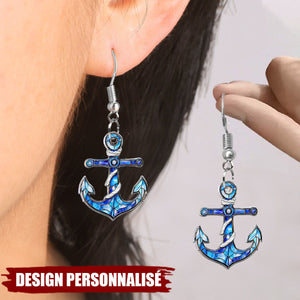 Créoles en Acrylique Personnalisées –  Style Vitrail Inspiré de la Plage