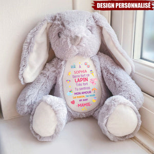 Peluche lapin personnalisée – Message d’amour de Maman/Mamie